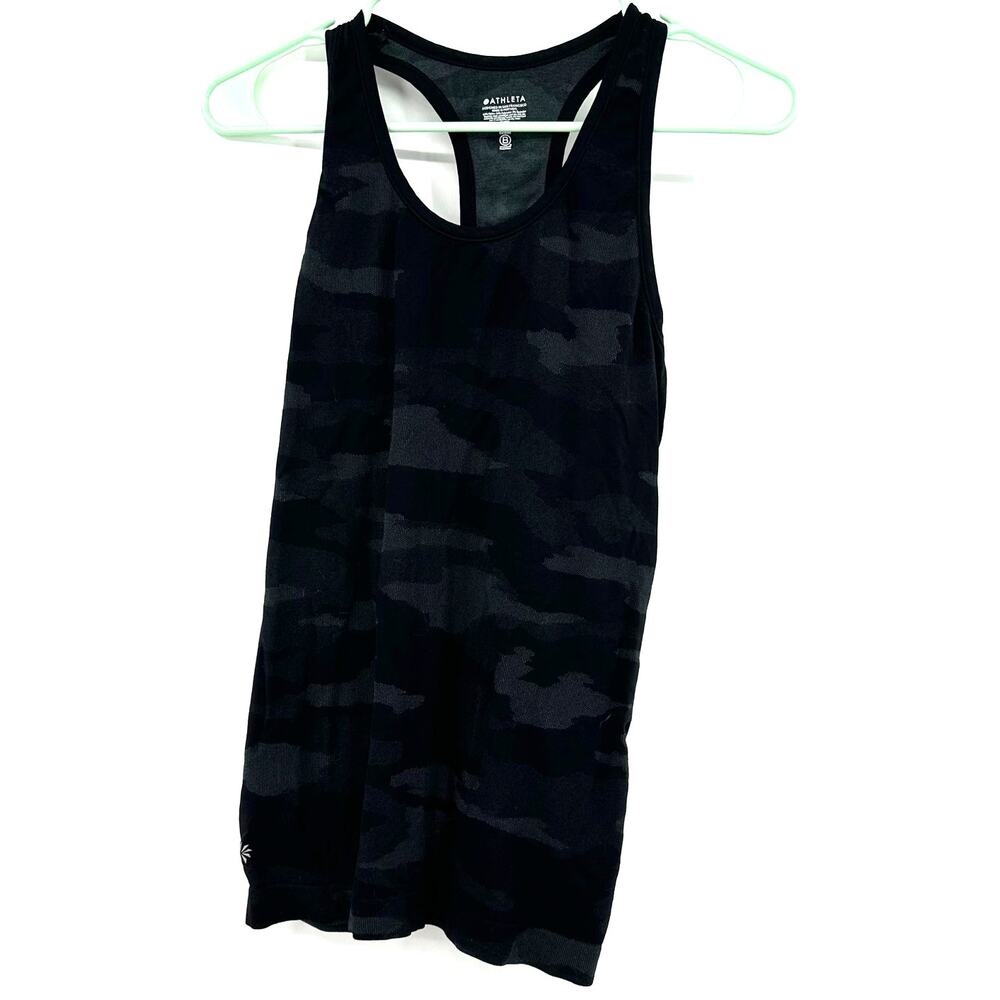 Athleta Size Small Black Camo Racer Back Tank Top Athletic Athleisure‎ Workout
